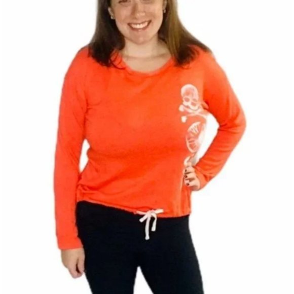 Soulcycle Womens Size XS Skull Cross Bones Drawstring Hem Sweatshirt Top New - Picture 9 of 11